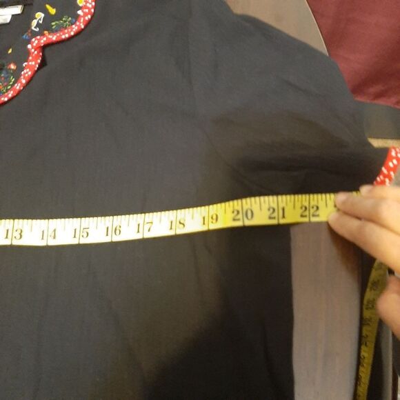 Vintage Kithie Lee Black Novelty Collared Button Down Shirt Short Sleeves Size 8 - Picture 12 of 13